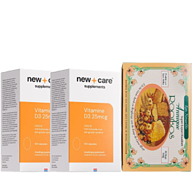 New Care Vitamine D3 25mcg 100 capsules Duo-Pak (2x 100 capsules) & Gratis Annique Rooibosthee 80 zakjes