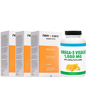 New Care Multi 50+ trio-pak 3x 60 tabletten met gratis Gezonderwinkelen Visolie 120 capsules