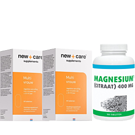 New Care Multi vrouw 60 tabletten Duo-Pak (2x 60 tAbletten) & Gratis Gezonderwinkelen Premium Magnesium Citraat 400mg 180 tabletten