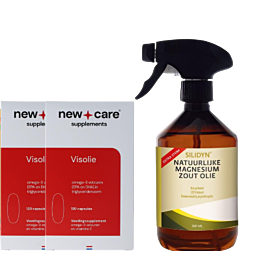 New Care Visolie 120 capsules Duo-Pak & Gratis Silidyn Natuurlijke Magnesium Zout Olie Triggerspray 500ml