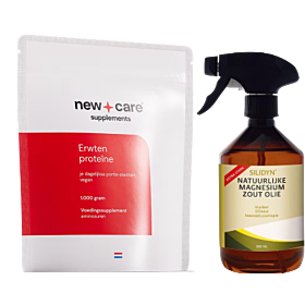 New Care Erwten proteine 1 Kilogram & Gratis Silidyn Natuurlijke Magnesium Zout Olie Triggerspray 500ml