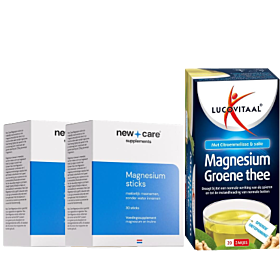 New Care Magnesium sticks 30 stuks Duo-Pak & Gratis Lucovitaal Magnesium groene thee 20 zakjes