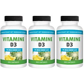 Gezonderwinkelen Premium Vitamine D 75mcg drie-pak  3x 200 capsules