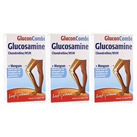 Leefvitaal Glucon Combi Glucosamine Chondroitine MSM & Mangaan (sterk) drie-pak 3x 60 tabletten