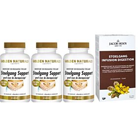 Golden Naturals Stoelgang Support Trio + Gratis Hooy Stoelgang Thee 50 zakjes t.w.v. 5,49  3x 60 capsules