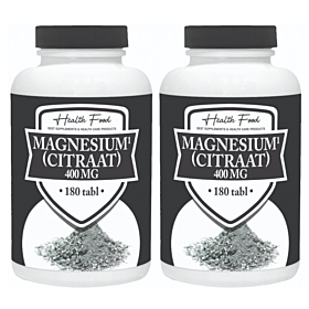 Health Food Magnesium Citraat 400mg 2x180 tabletten (= dagdosering per 2 tabletten)