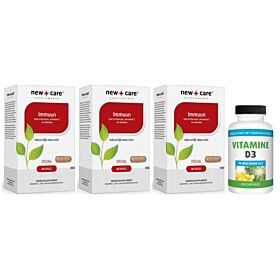 New Care Immuun trio-pak 3x 60 capsules met gratis Gezonderwinkelen Vitamine D75mcg 200 capsules