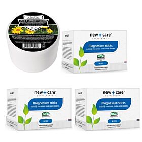 New Care Magnesium sticks trio-pak 3x 30 sticks met gratis Health Food Spier- & Gewrichtsbalsem