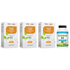 New Care Zuurvrije Vitamine C1000mg trio-pak 3x 60 tabletten & Gratis Gezonderwinkelen Vitamine D3 75mcg