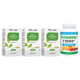 New Care Zwarte Knoflook trio-pak 3x 60 capsules + gratis Gezonderwinkelen.nl Vitamine C 1.000mg 250 tabletten