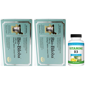 Pharma Nord Bio Biloba 100mg 2-pak 2x 150 tabletten & gratis Gezonderwinkelen Vitamine D3 75mcg 200 capsules