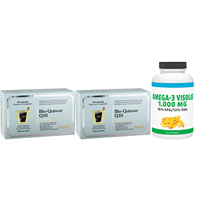 Pharma Nord Bio quinon Q10 gold 100 mg duo-pak 2x 150 capsules & gratis Gezonderwinkelen Visolie 1.000mg 120 capsules