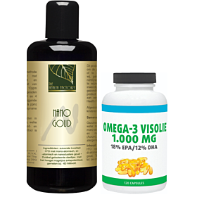 The Health Factory Colloidaal Goud / Nano Goud 200 ml + Gratis Gezonderwinkelen Visolie 120 capsules