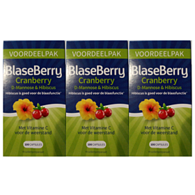 Pharmafood Blaseberry (voorheen Blasecare) Vernieuwde samenstelling, met D-Mannose & Hibiscus triopak  3x 100 capsules