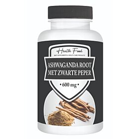 Health Food Ashwaganda Root 600mg met Zwarte Peper  60 capsules