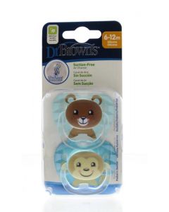 DR Brown's Fopspeen prevent animal faces F2 blauw 2st