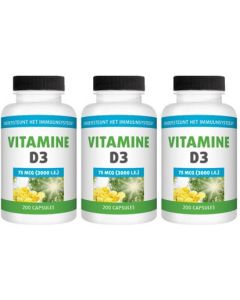 Gezonderwinkelen Premium Vitamine D 75mcg drie-pak  3x 200 capsules