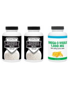 Health Food Magnesium Bisglycinaat duo-pak 2x 180 tabletten + Gratis Gezonderwinkelen Visolie 120 capsules