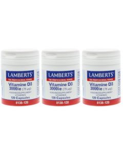 Lamberts Vitamine D3 3000ie (75mcg) 120 capsules 8138-120 Trio-pak Voordeel  3x 120 capsules