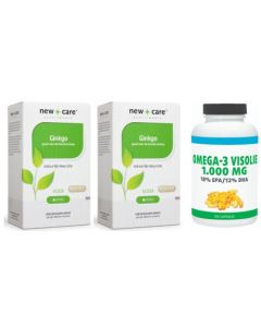 New Care Ginkgo (Biloba) duo-pak 2x 60 capsules + gratis Gezonderwinkelen Visolie 120 capsules
