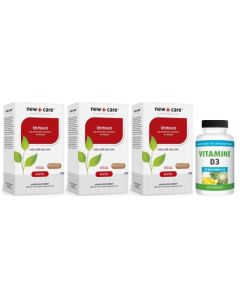 New Care Immuun trio-pak 3x 60 capsules met gratis Gezonderwinkelen Vitamine D75mcg 200 capsules