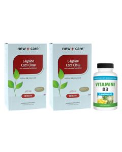 New Care L-Lysine & Cat's Claw duo-pak 2x 120 tabletten + gratis Gezonderwinkelen Vitamine D3 75mcg 200 capsules