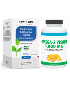 New Care Magnesium Bisglycinaat 120 tabletten + Gratis Gezonderwinkelen Visolie 120 capsules