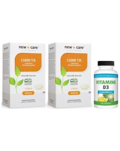 New Care New Care Vitamine C 1000mg duo-pak 2x 120 tabletten met gratis Gezonderwinkelen Vitamine D3 75mcg 200 capsules