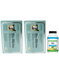 Pharma Nord Bio Biloba 100mg 2-pak 2x 150 tabletten & gratis Gezonderwinkelen Vitamine D3 75mcg 200 capsules