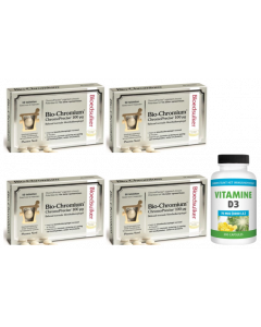 Pharma Nord Bio-Chromium Bloedsuiker 4-pak 4x 60 tabletten & gratis Gezonderwinkelen Vitamine D3 75mcg 200 capsules