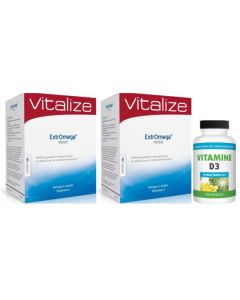Vitalize ExtrOmega Visolie 2x180 capsules met gratis Gezonderwinkelen Vitamine D3 75mcg 200 capsules
