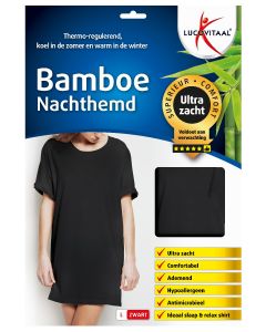 Lucovitaal Bamboe Nachthemd L Korte Mouw Zwart  1 stuk