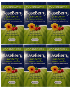 Pharmafood Blaseberry (voorheen Blasecare) Vernieuwde samenstelling, met D-Mannose & HibiscusZes-pak  6x 100 capsules