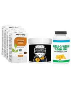 New Care Vitamine D3 25mcg 4-pak 4x 100 capsules met gratis Health Food Calendule Hand- & Bodycreme & Gezonderwinkelen Visolie 120 capsules