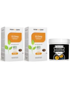 New Care Vitamine D3 25mcg duo-pak 2x 100 capsules + gratis Health Food Calendula Hand- & Bodycreme 250ml