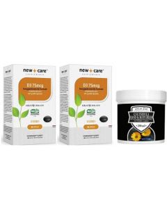 New Care Vitamine D3 75mcg duo-pak 2x 100 capsules met gratis Health Food Calendula Hand- & Bodycreme 250ml
