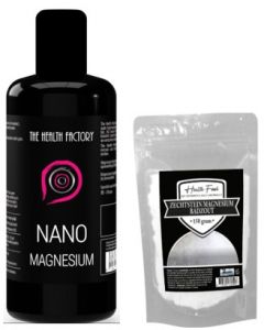 The Health Factory Nano Magnesium / Colloidaal Magnesium 70ppm 200ml & Gratis Health Food Magnesium Zout 150 gram