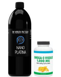 The Health Factory Nano Platina/Platinum / Colloidaal Platina/Platinum 10ppm 1000ml & Gratis Gezonderwinkelen Visolie 120 capsules