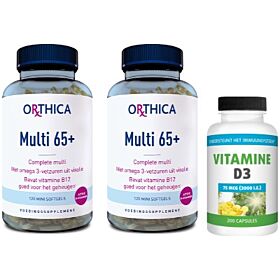 Orthica Soft Multi 65+ duo-pak 2x 120 softgels + Gratis Gezonderwinkelen Vitamine D3 75mcg 200 capsules