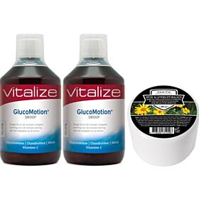 Glucomotion Siroop 500ml duo-pak 2x500ml met gratis Spier- & Gewrichtsbalsem 200ml